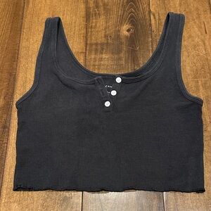 American Eagle Outfitters Black Buttoned Crop Top
